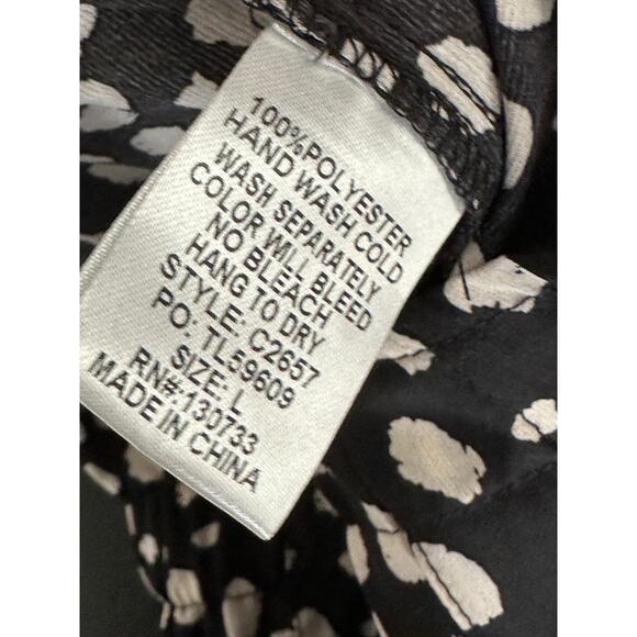 Umgee Black Cream Polka Dot High waisted Pants Size L Wide Leg NWT Teacher - Picture 8 of 10